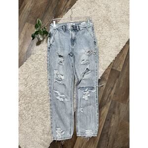 Kancan Size 26 Marble Wash Distressed High Rise Boyfriend Jeans